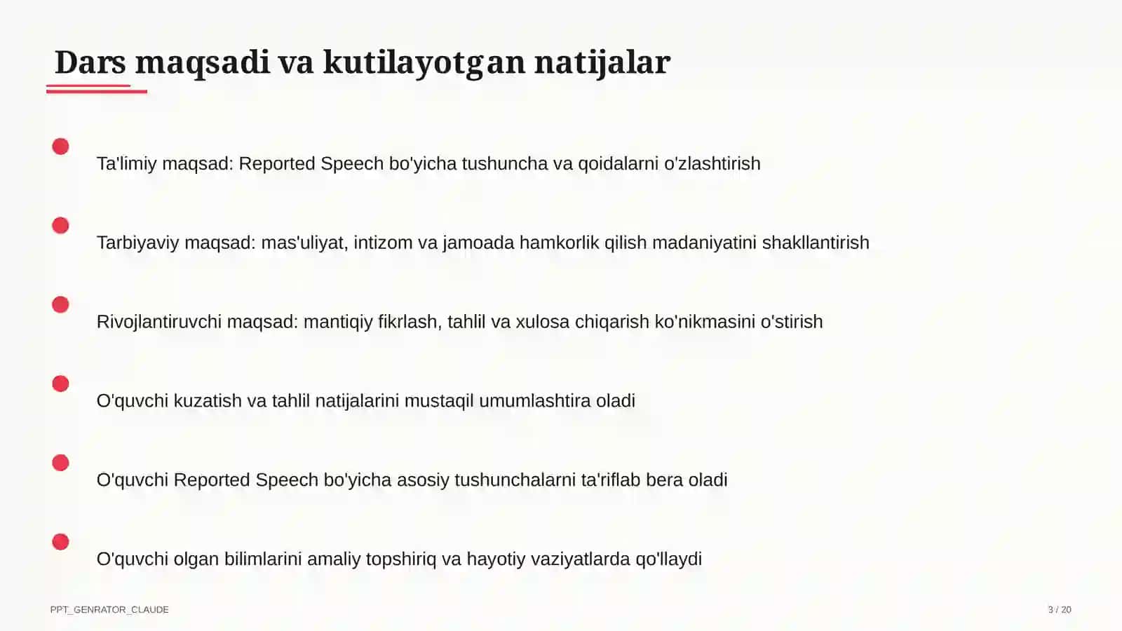 Reported Speech (9-sinf) 3