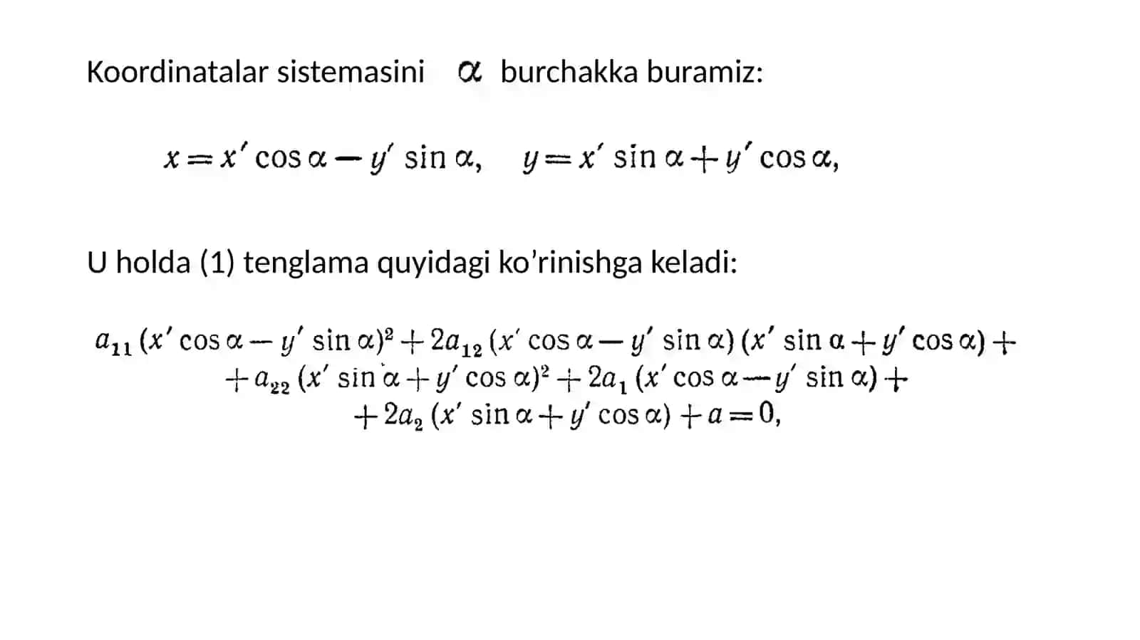 Ikkinchi tartibli chiziqli tenglamani soddalashtirish 3