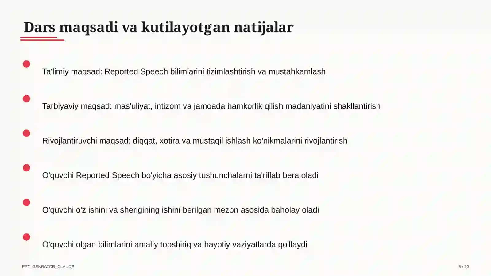 Reported Speech (9-sinf) 3