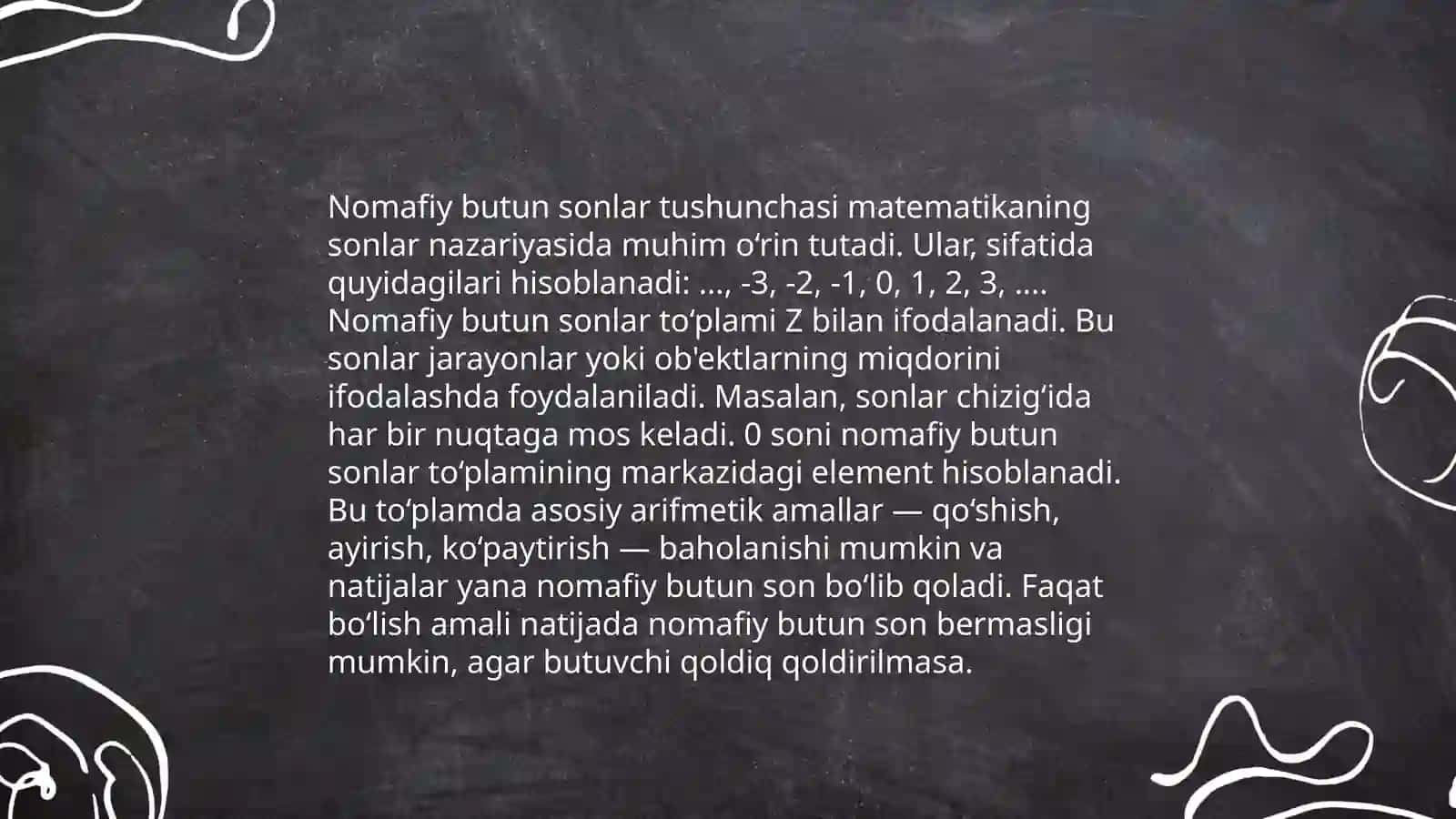 Nomafiy butun sonlar ustida arifmetik amallarni organish metodikasi 3
