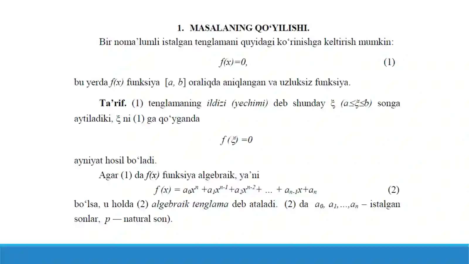 Bir noma’lumli chiziqsiztenglamalarnitaqribiy yеchish 3