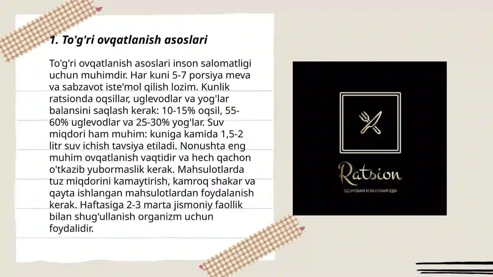 To'g'ri ovqatlanish asoslari 3