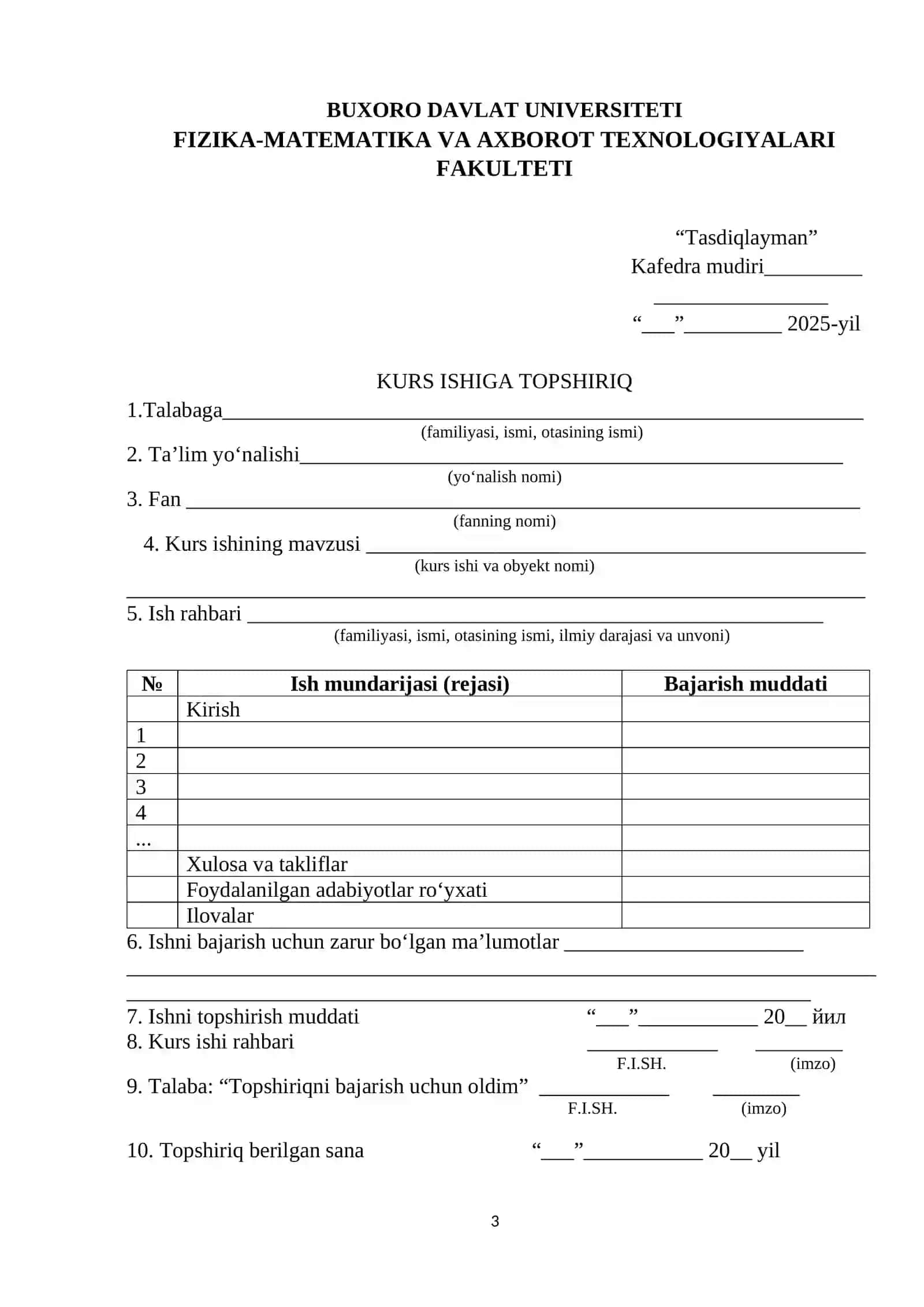 Rekursiya masalalari KURS ISHI 3