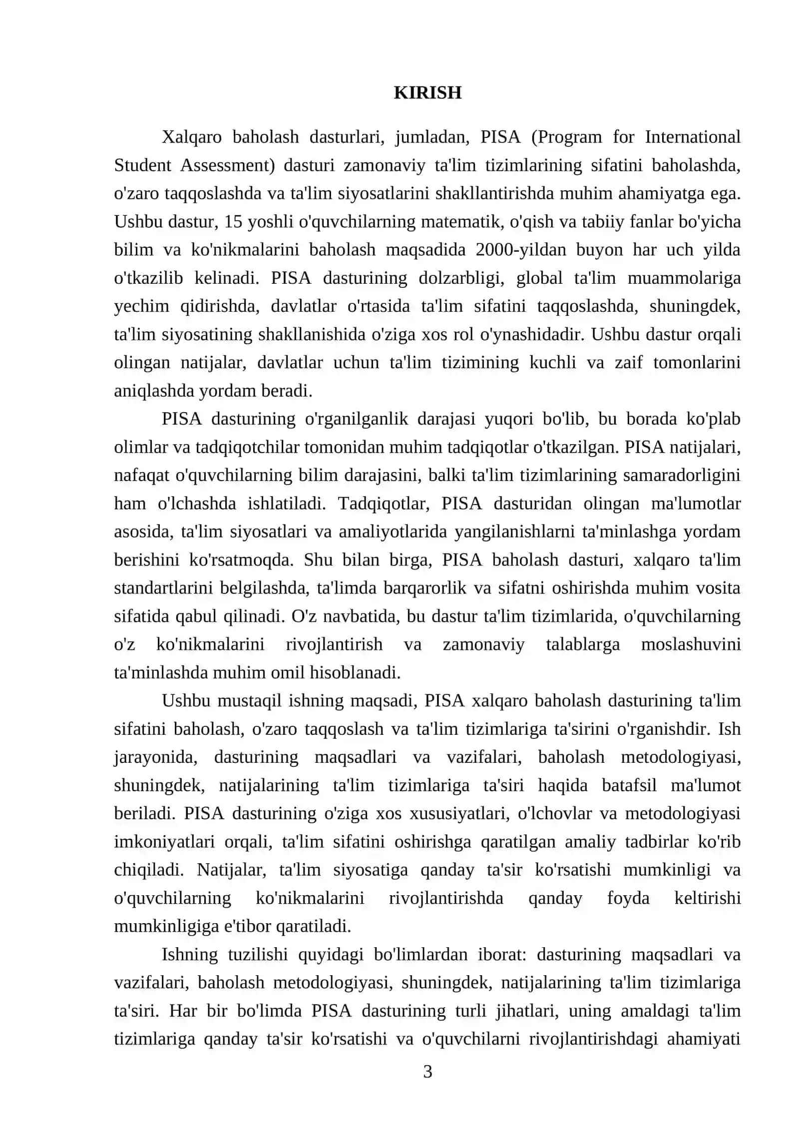 PISA XALQARO BAHOLASH DASTURI TO'G'RISIDA 3