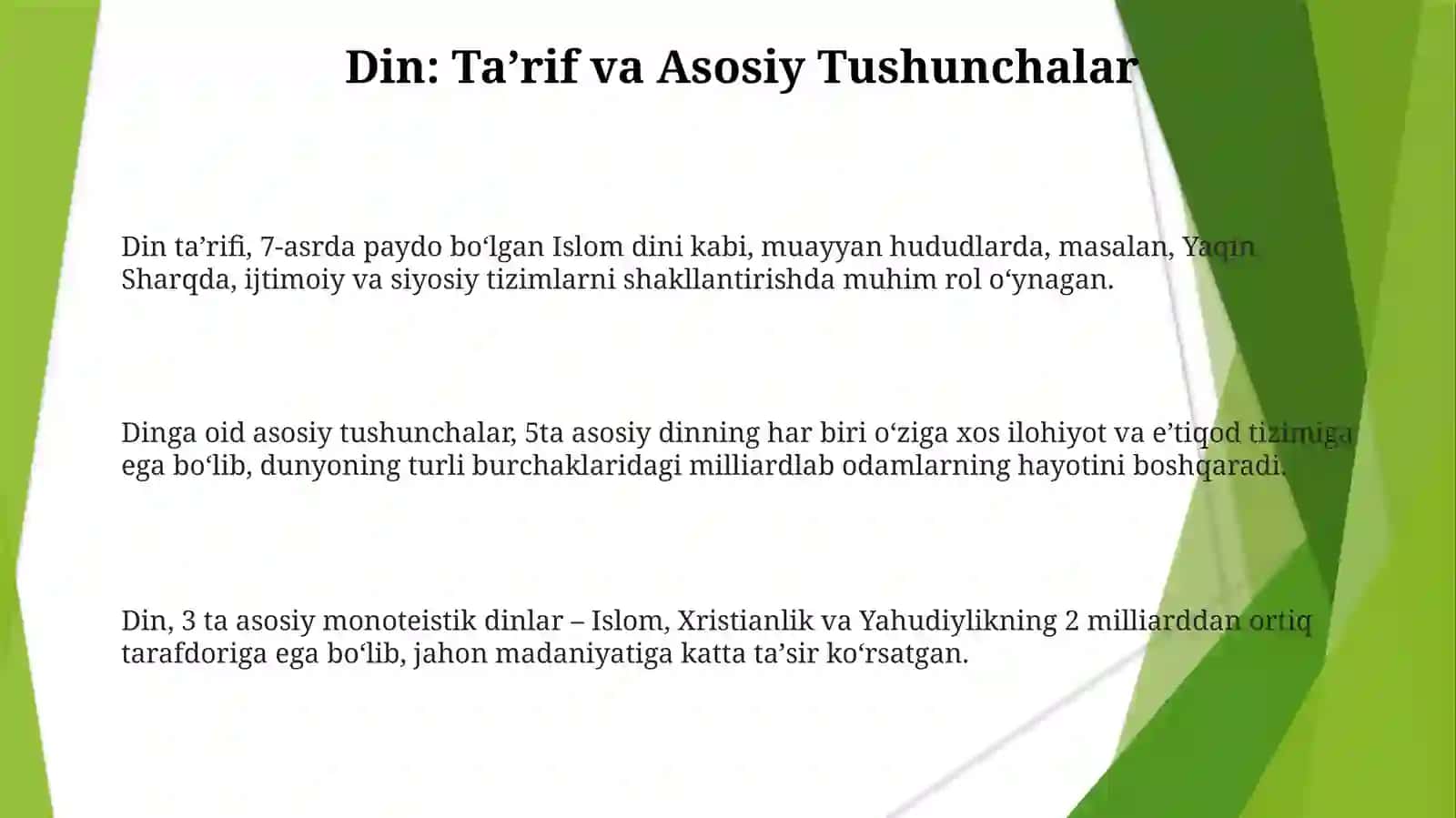 Din. Dinshunoslik. Dinfalsafasi 3