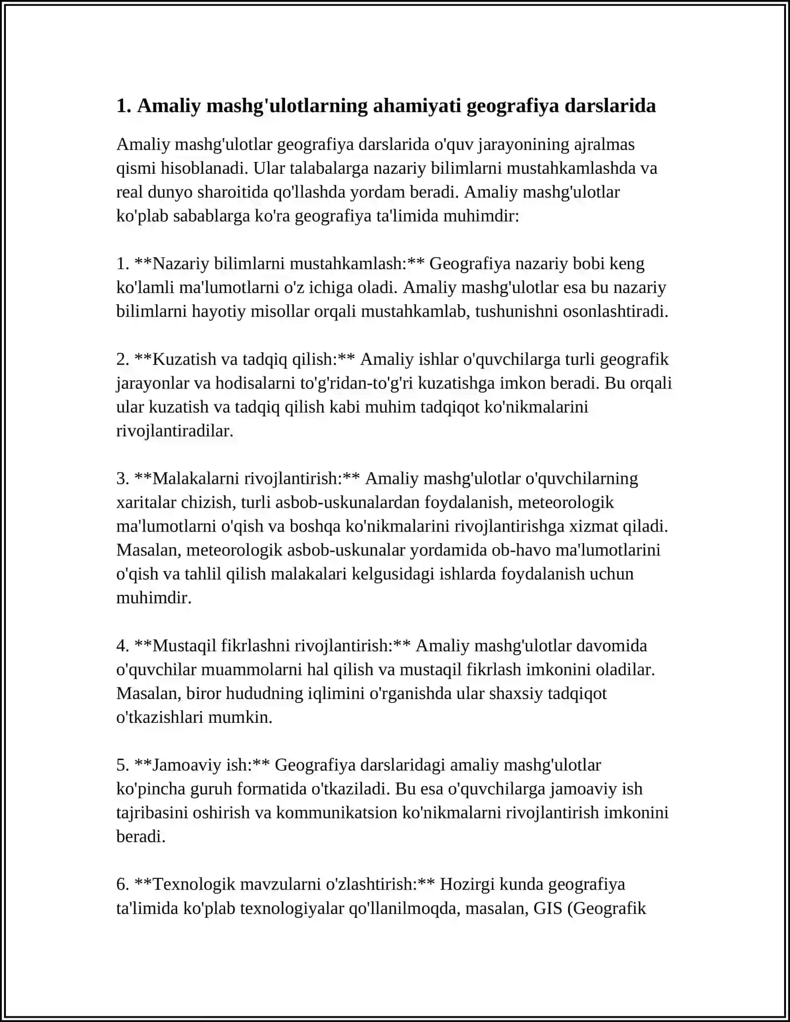 GEOGRAFIYA DARSLARIDA AMALIY MASHG'ULOTLARDAN FOYDALANISH METODIKASI 3