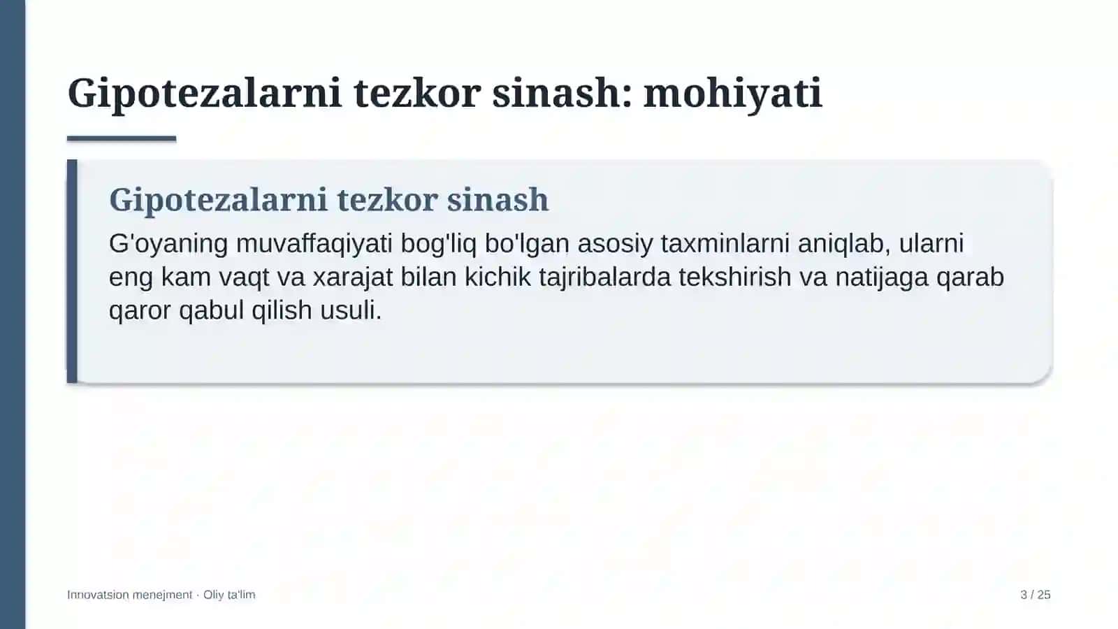 Lift xo'jaligida gipotezalarni tezkor sinash 3