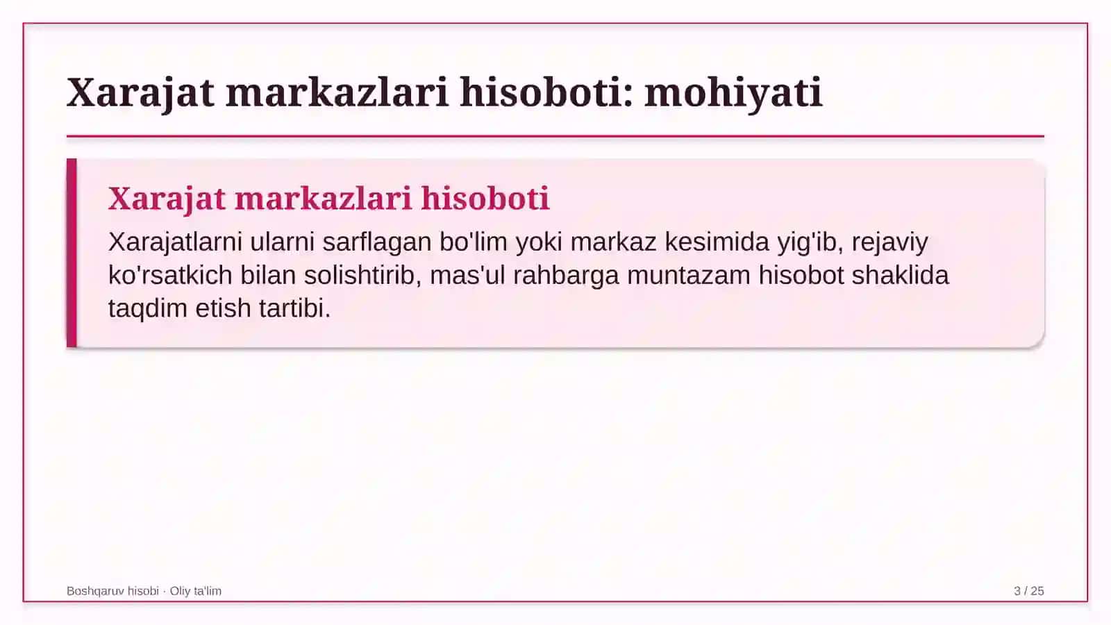 tog' kon sanoatida xarajatlar markazlari bo'yicha hisobot yuritish 1646 3