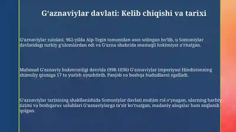 Gʻaznaviylar haqida malumot 3
