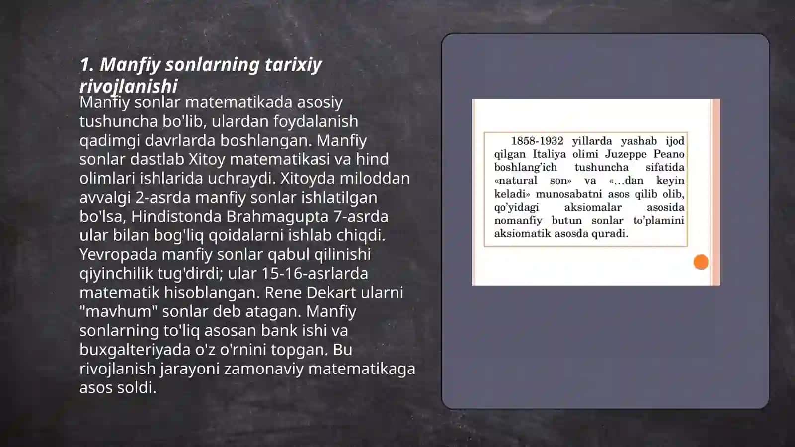 Manfiy son va kasr tushunchasining vjudga kelishi haqida tarixiy ma'lumot 3