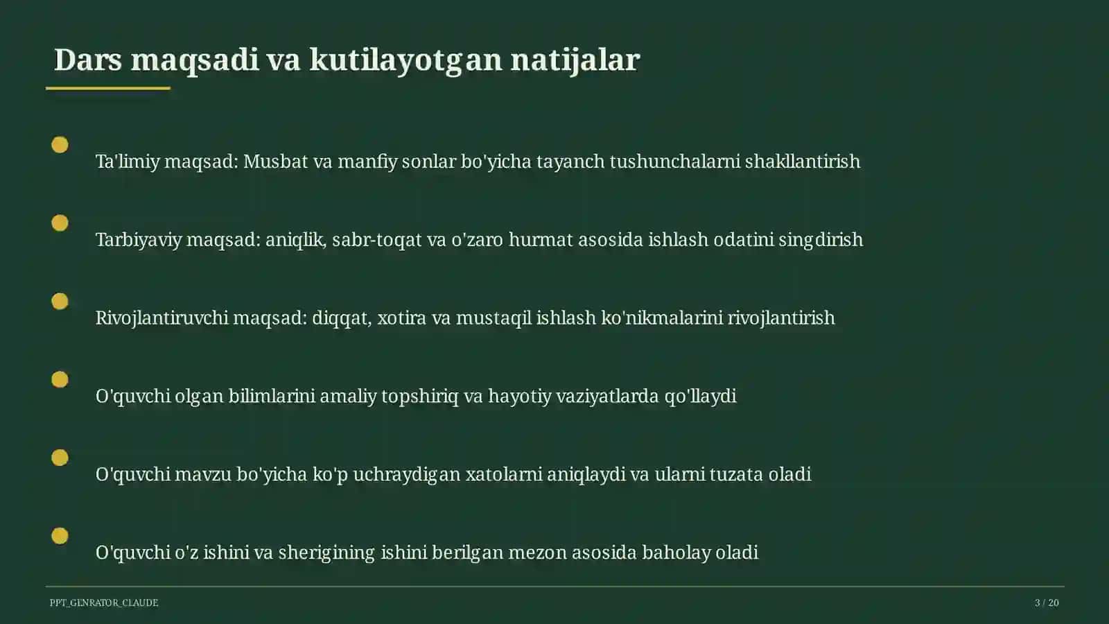 Musbat va manfiy sonlar (6-sinf) 3
