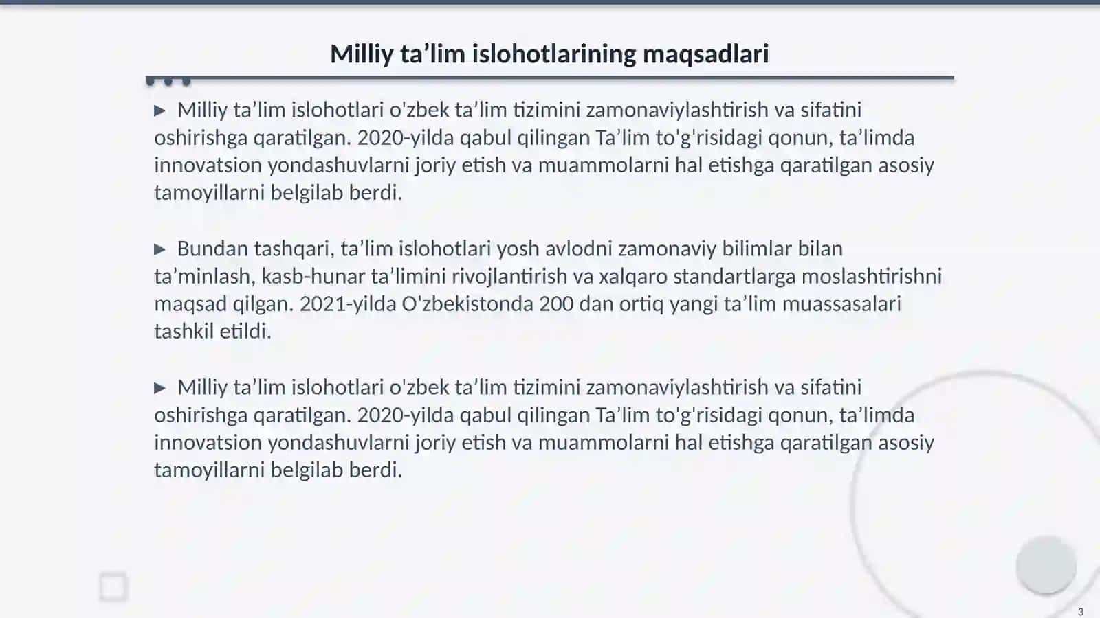 Ta’lim islohotlarida milliy va xalqaro tajribalar uyg’unligi 3