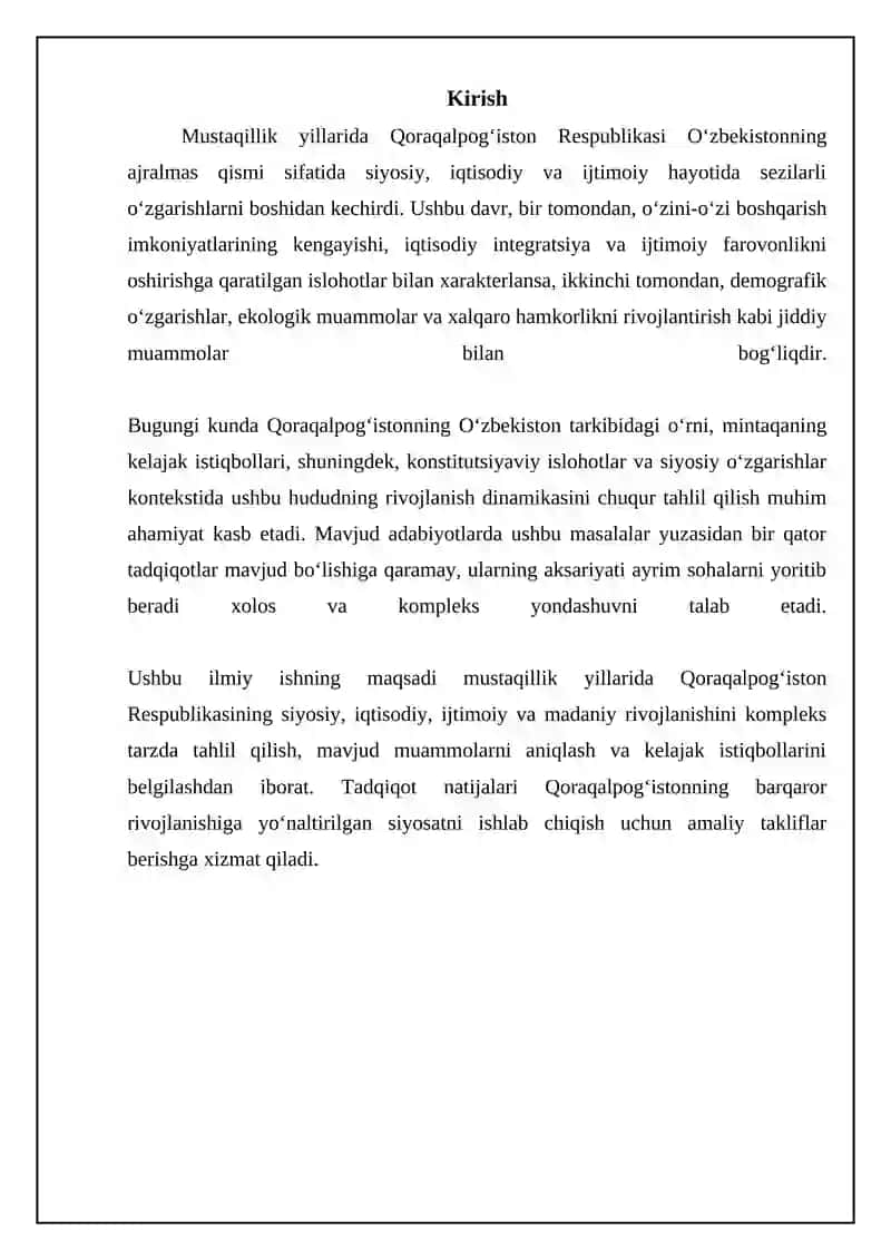 Mustaqillik yillarida Qoraqalpog‘iston: Siyosiy va iqtisodiy o‘zgarishlar 3