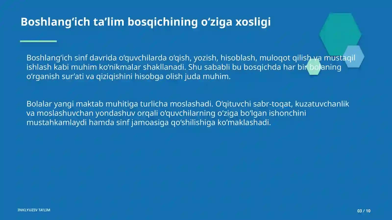 Inklyuziv talimning boshlang‘ich ta’lim o‘qituvchilari uchun  o‘ziga xos xususiyatlari 3