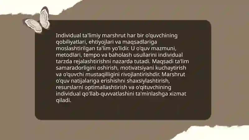 Individual ta'limiy marshruti tushunchasi Tleumuratova Nargiza 3