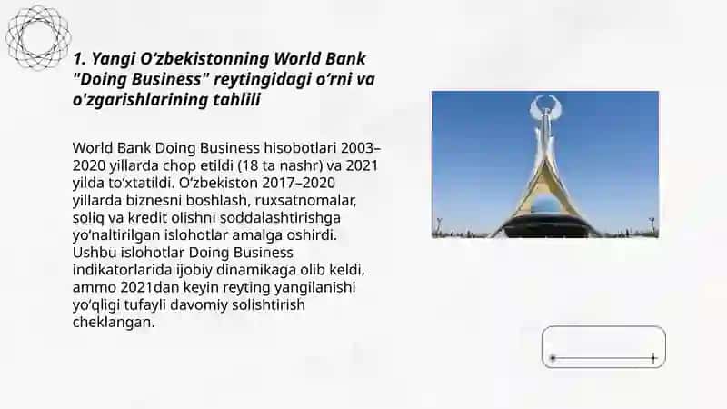 Yangi Oʻzbekiston ijtimoiy-siyosiy,iqtisodiy va madaniy hayotida roʻy berayotgan oʻzgarishlarning xalqaro reyting va indekslarda aks etishi 3