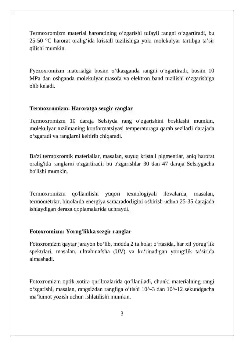 Rangini o’zgartiradigan materiallar 3