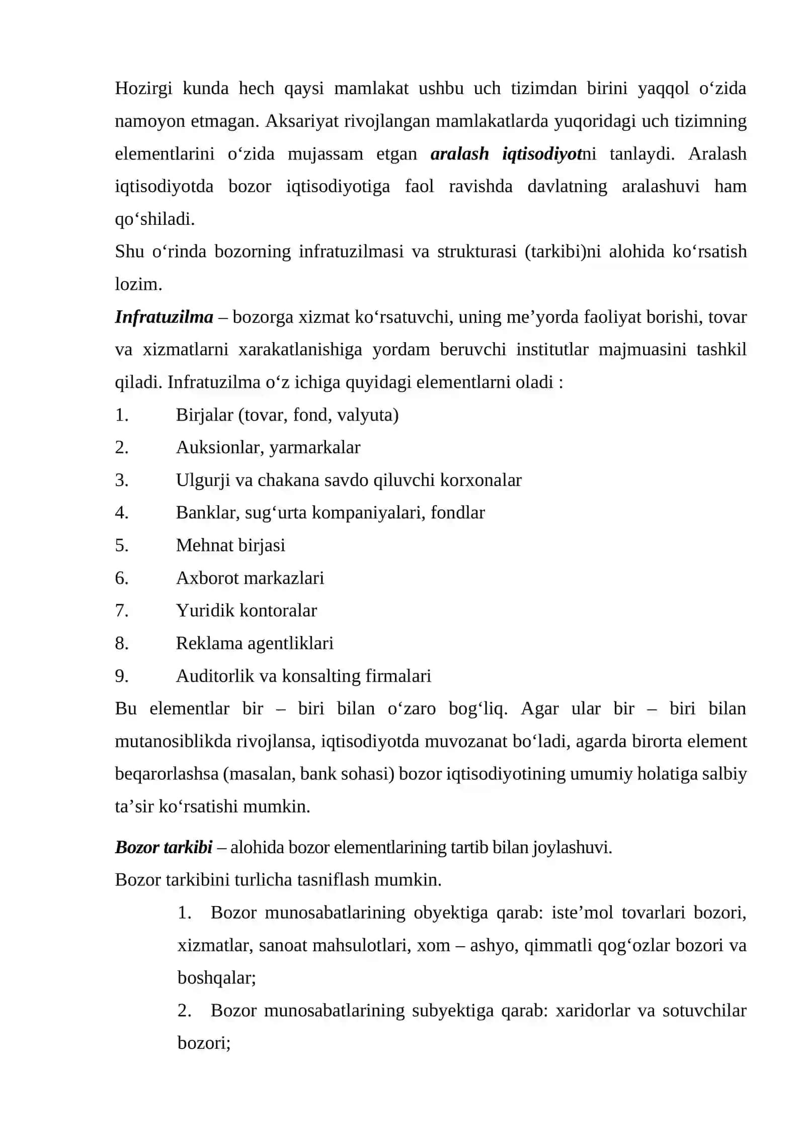 Bozor muvozanatini ta’minlashda bozor mexanizmining mohiyati va o‘rni 3