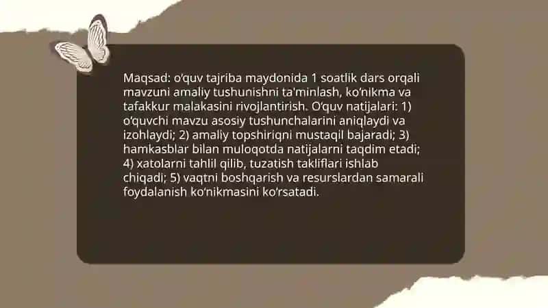O‘quv tajriba maydonida bir soatlik dars ishlanmasi 3
