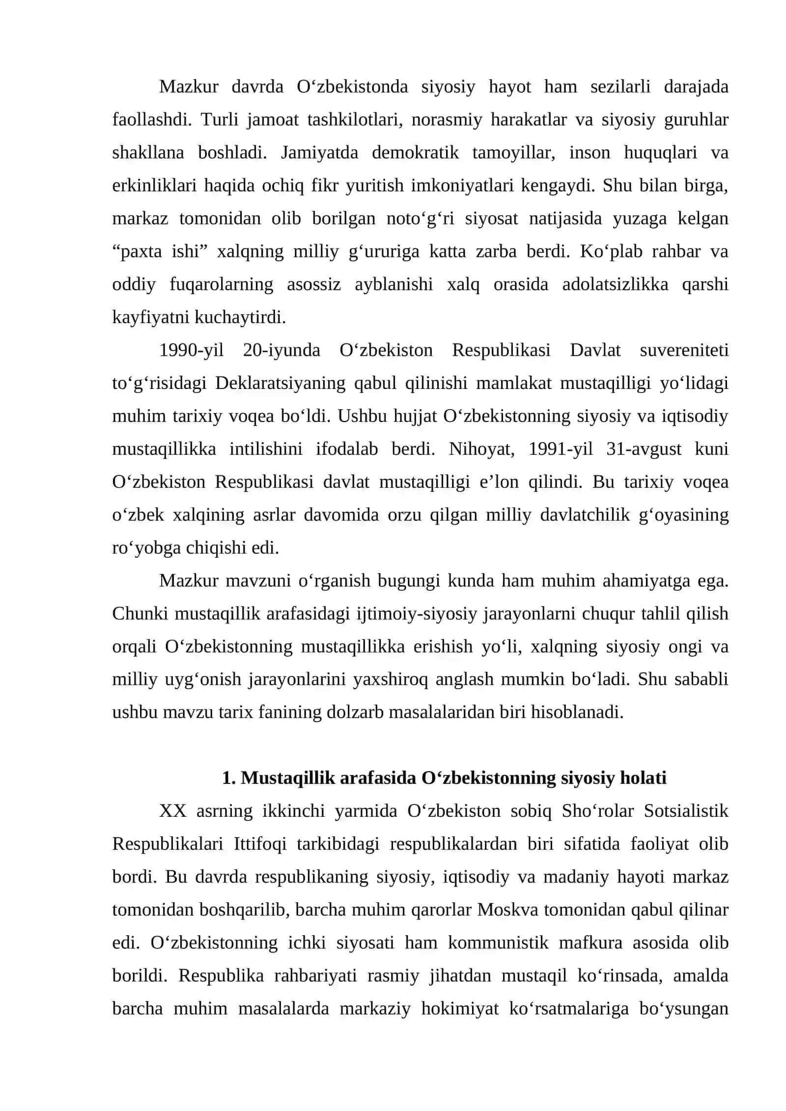 Mustaqillikka erishish arafasida O‘zbekistondagi ijtimoiy-siyosiy jarayonlar 3