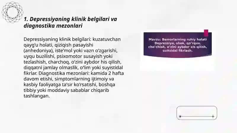 Depressiyaning klinik belgilari va diagnostika mezonlari 3