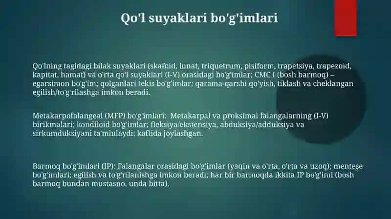 Qo'l va Oyoq suyaklari birlashuvi 3
