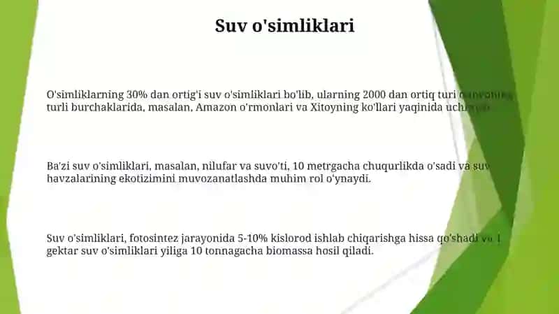 Yashil o'simliklar turlari va ekologiya 3