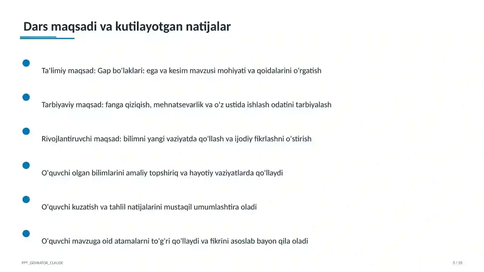 Boshlang'ich sinf: Ona tili va o'qish (1–4) — o'qituvchilar uchun 3
