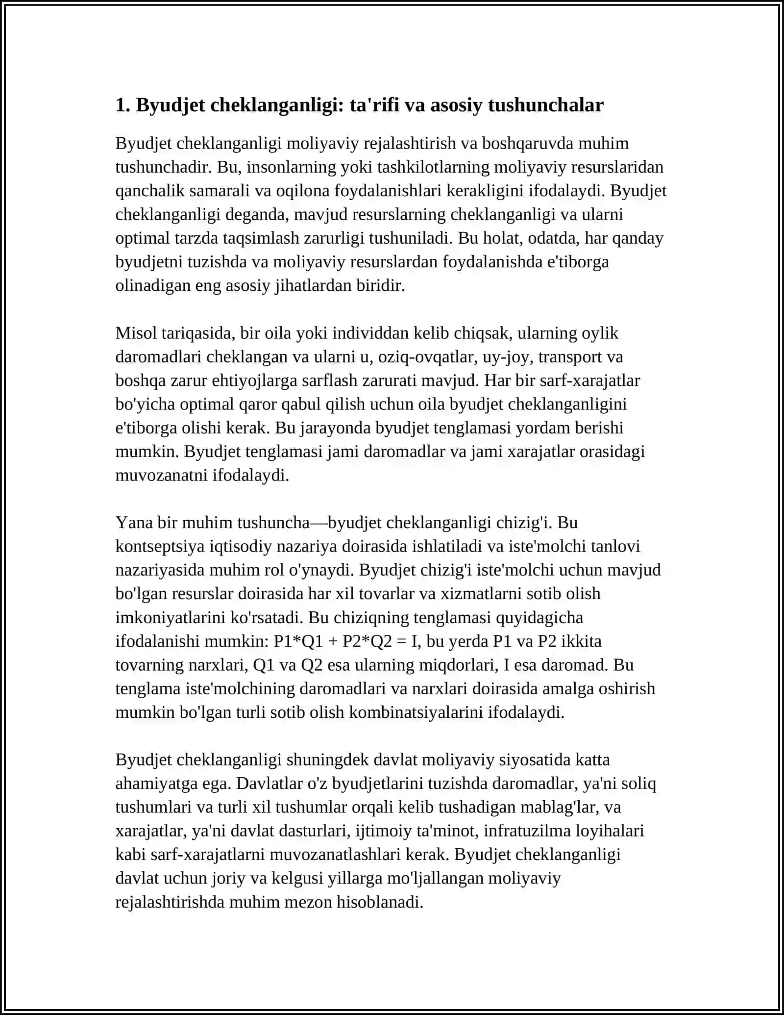 BYUDJET CHEKLANGANLIGI VA BYUDJET TENGLAMASI 3