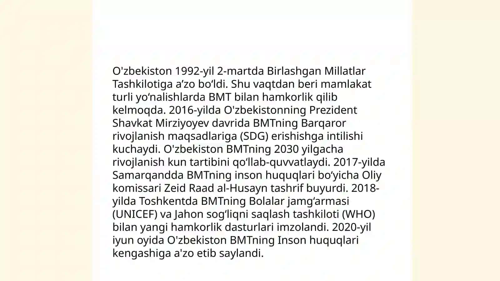 O'zbekistonning xalqaro tashkilotlar bilan hamkorlik aloqalari 3
