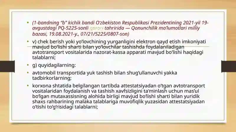 Avtomobillarda tashish va harakat havfsizligini tashkil etish asoslari 3