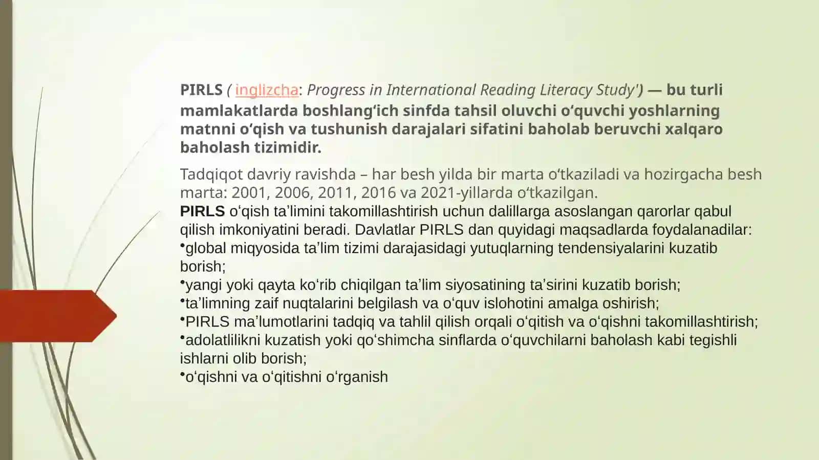 3-mavzu:PIRLSxalqarobaholashdasturihaqidaasosiyma’lumotlar 3
