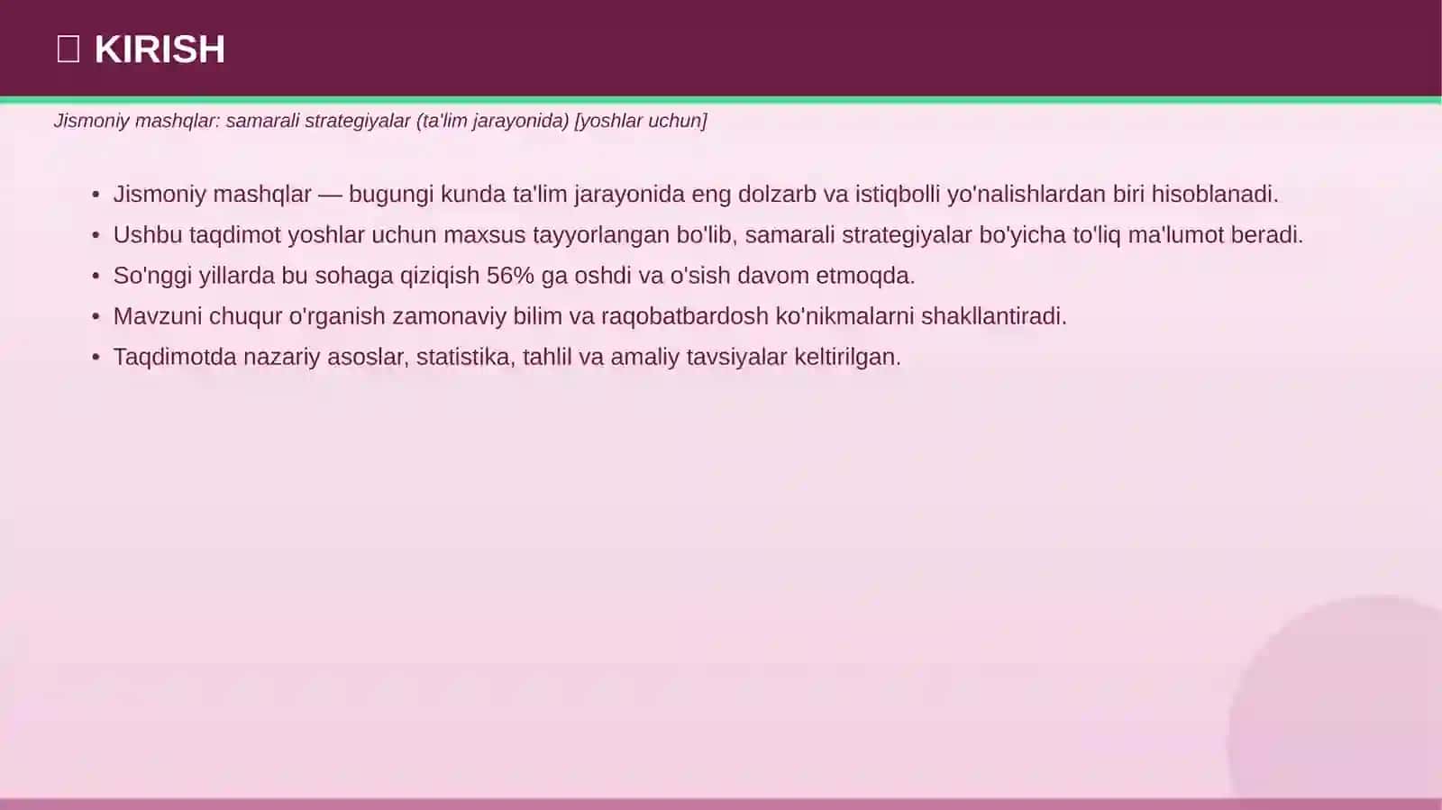 Jismoniy mashqlar: samarali strategiyalar (ta'lim jarayonida) 3