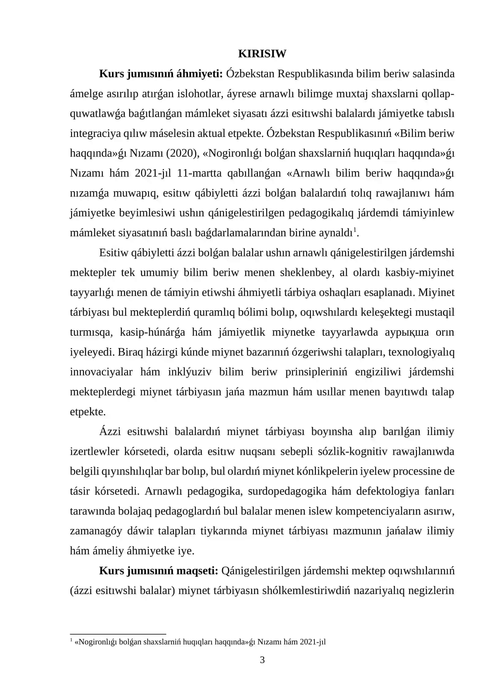 Qánigelestirilgen járdemshi mektep oqıwshilariniń miynet tárbiyası hám oǵan qoyilǵan dáwir talapları Ázzi esitiwshi balalar 3