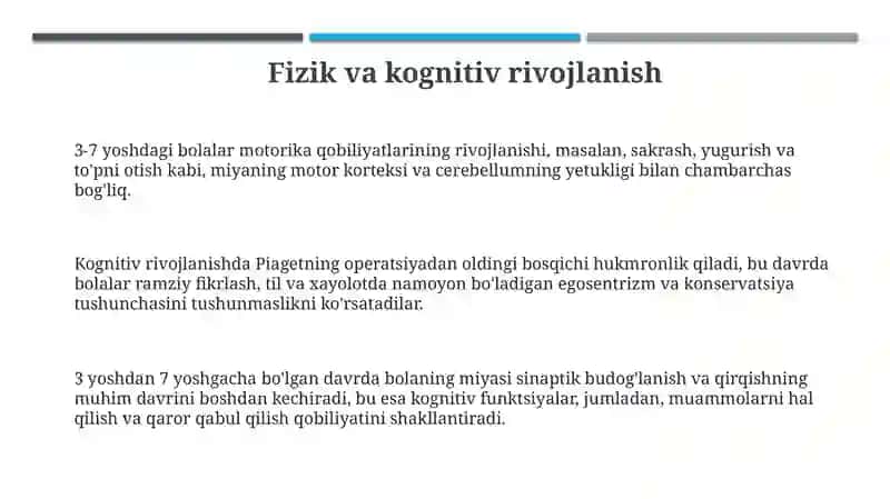 Fizik va kognitiv rivojlanish 3
