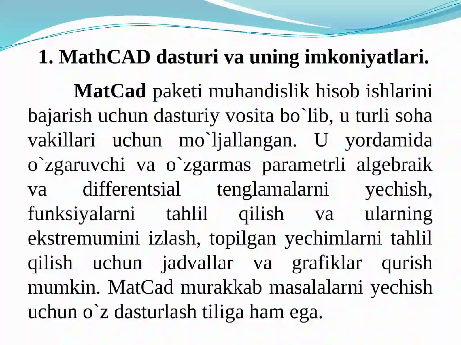 MathCAD dasturi 3
