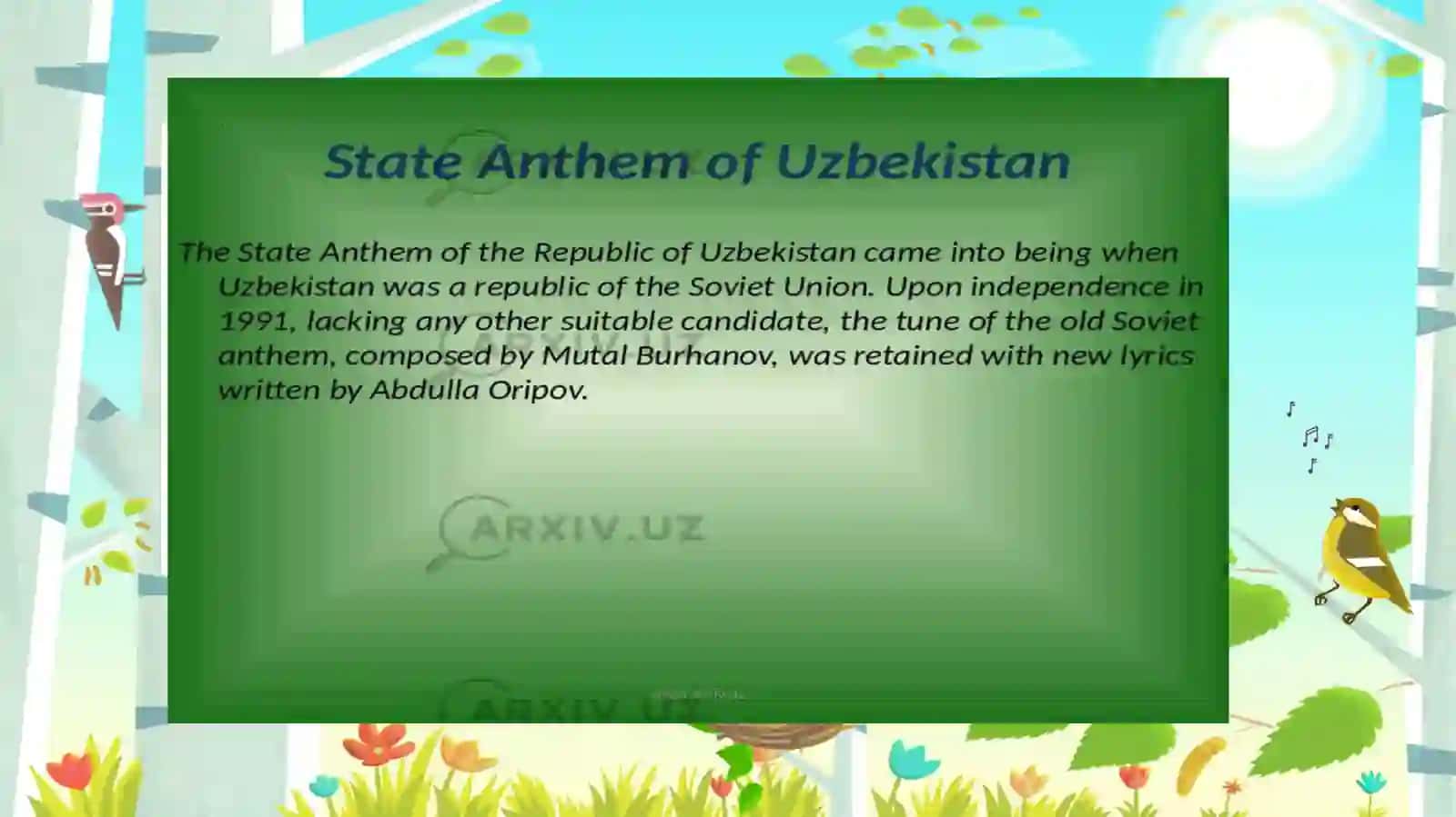 The Anthem of the Republic of Uzbekistan 3