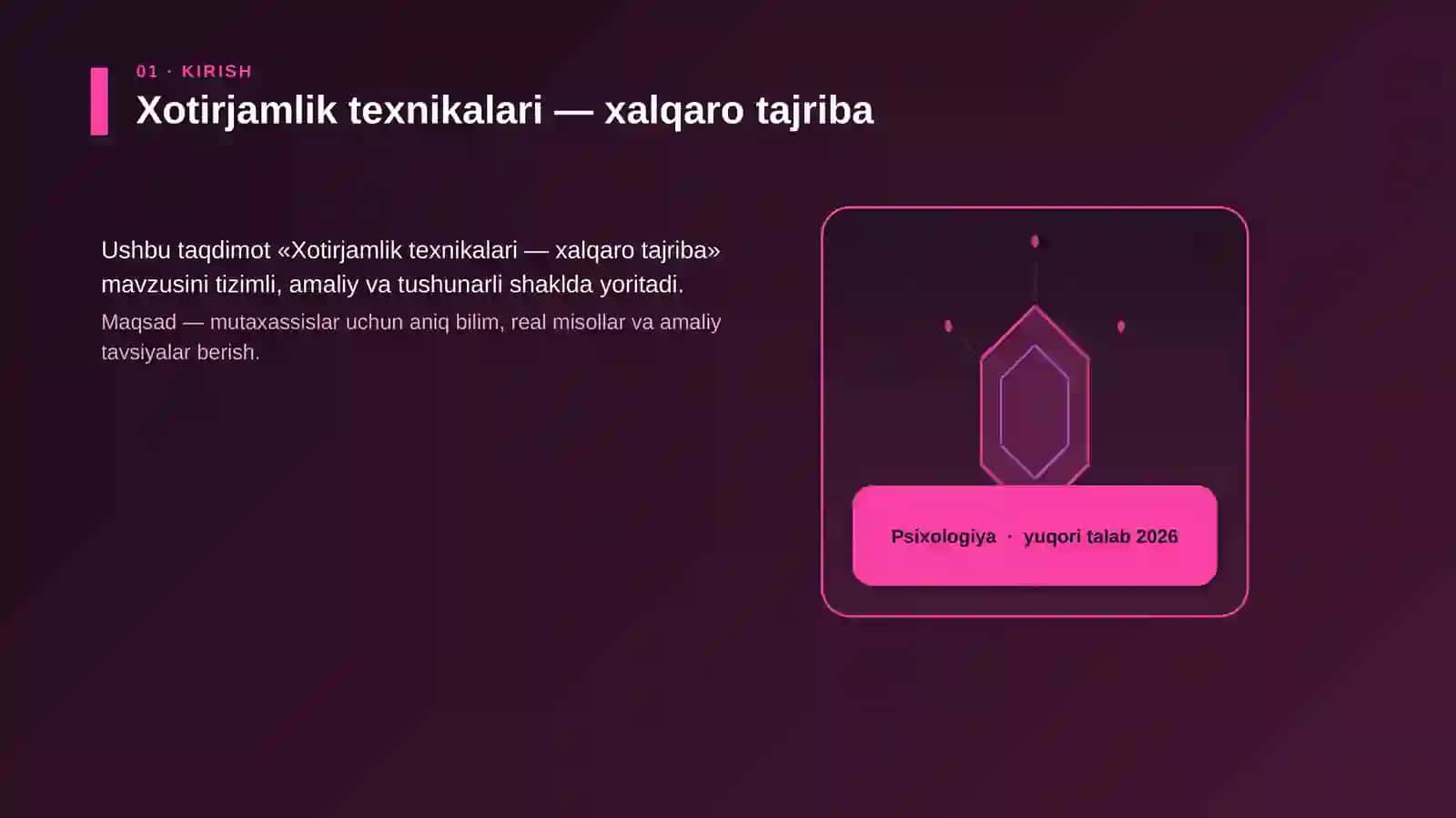 Xotirjamlik texnikalari — xalqaro tajriba 3