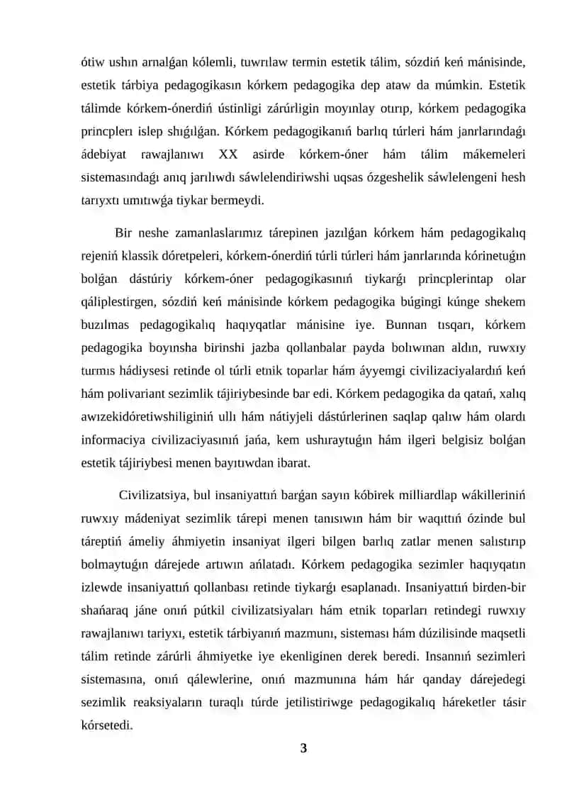 KURS JUMISI TÁRBIYA INSAN ÁDEBINDE SÁWLELENIWSHI MINEZ-QULQTI OQITIW METODIKASI 3