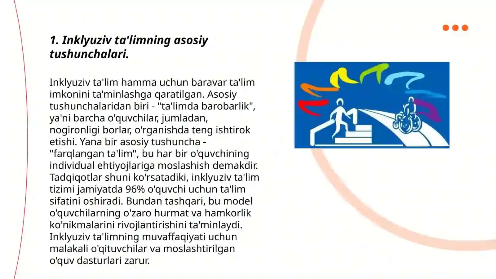 Inklyuziv taʼlimni amalga oshirish jarayoni alohida yordamga muhtoj bolaning shaxsini rivojlanishining xususiyatlari 3