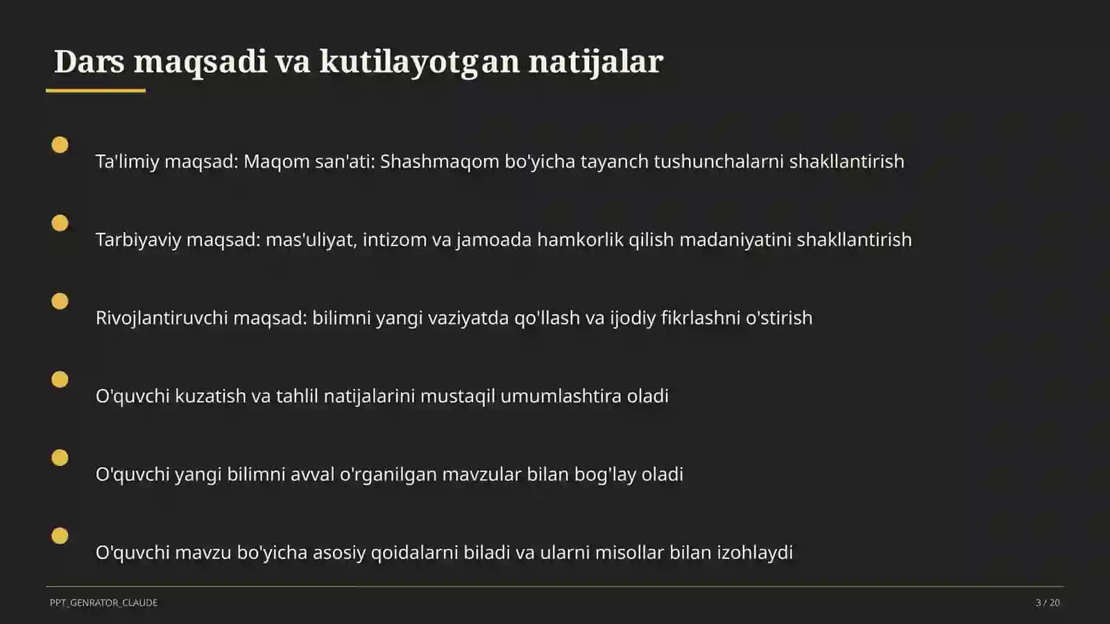 Maqom san'ati: Shashmaqom (5-sinf) 3