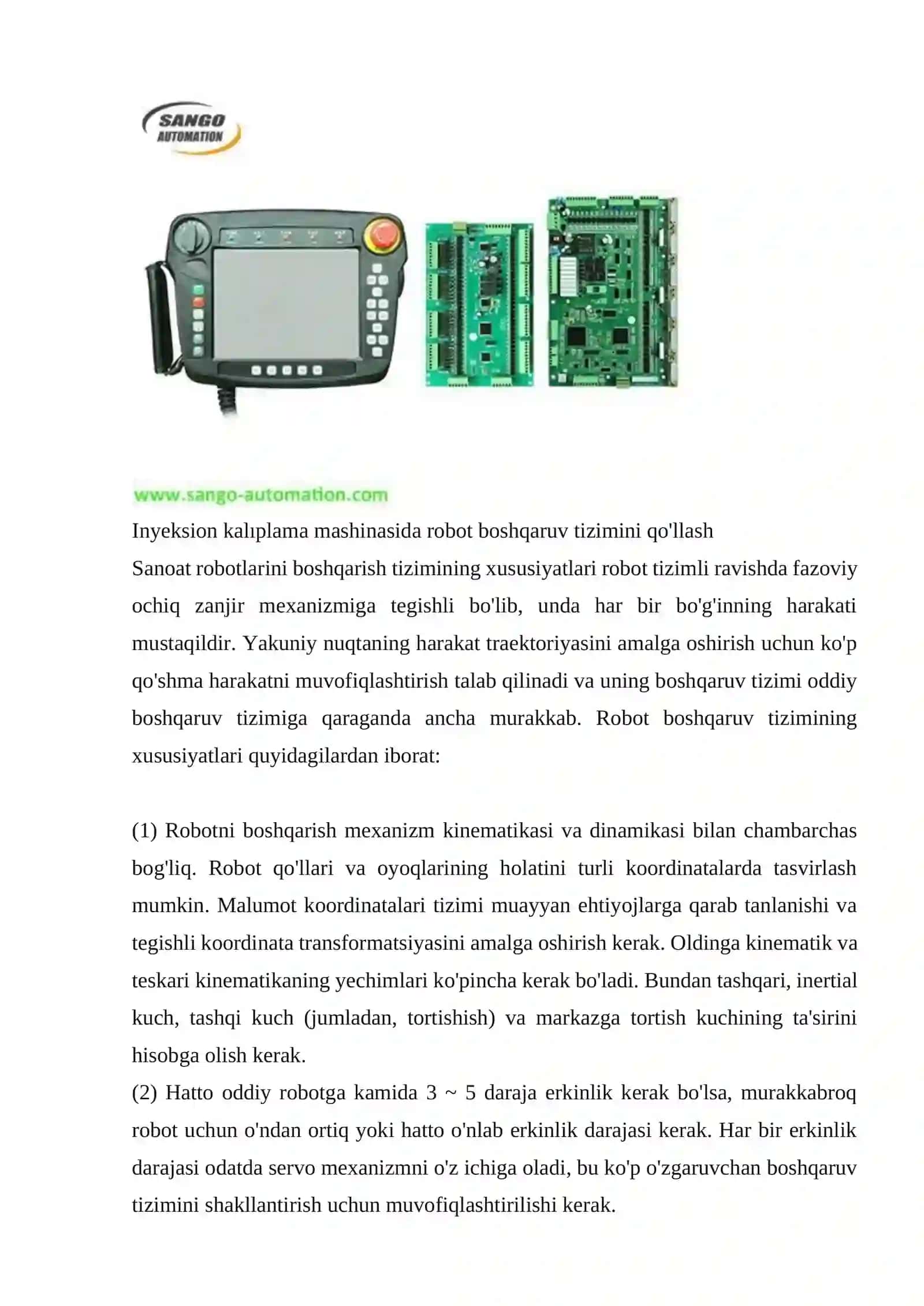 Robotlarni boshqarish tizimlari 3