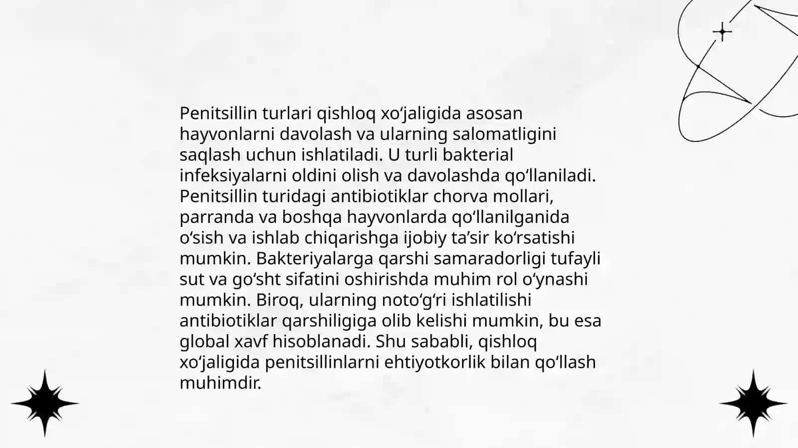 Penitsillin turlarining qishloq xo'jaligida qo'llanilishi 3