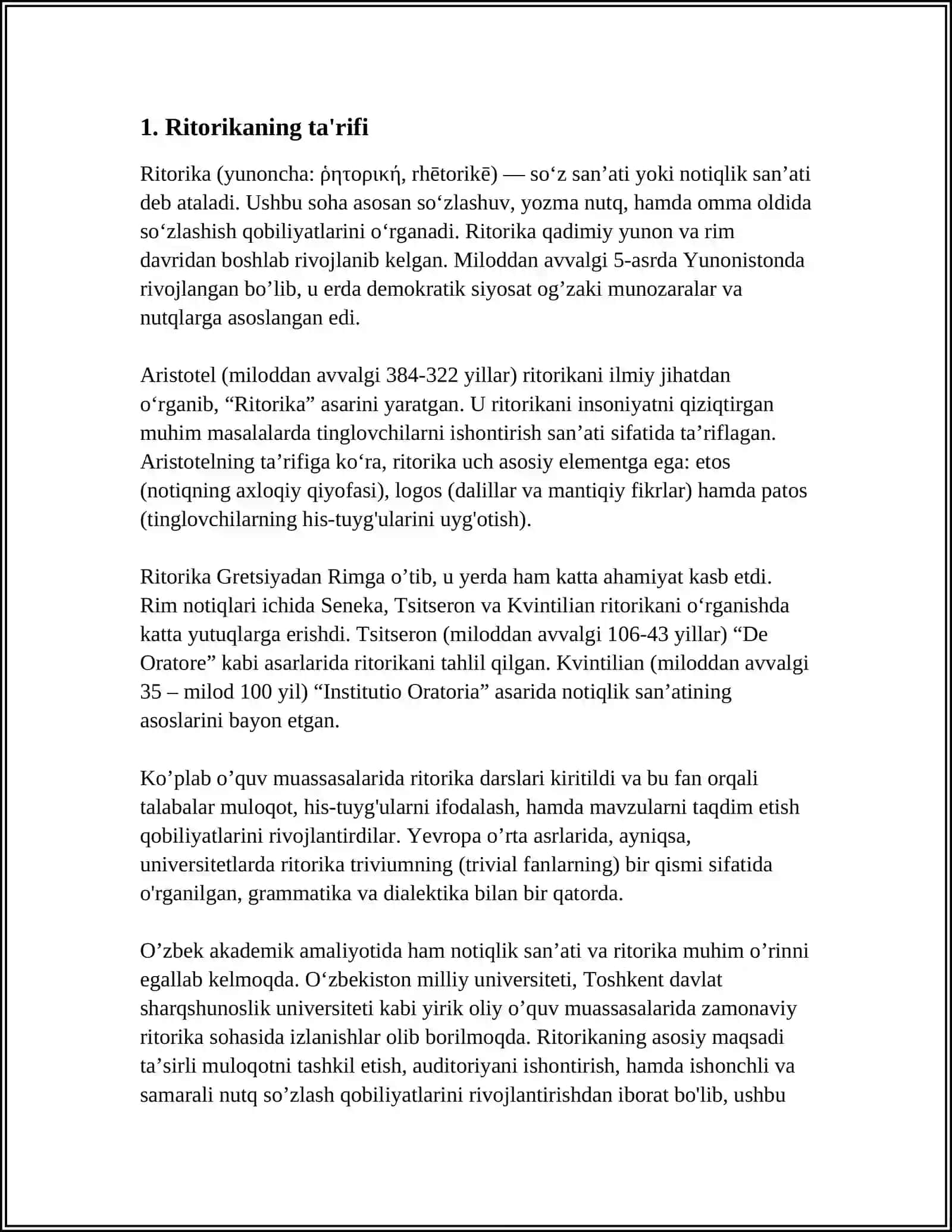 RITORIKA HAQIDA TUSHUNCHA,UNING TURLARI VA XUSUSIYATLARI 3