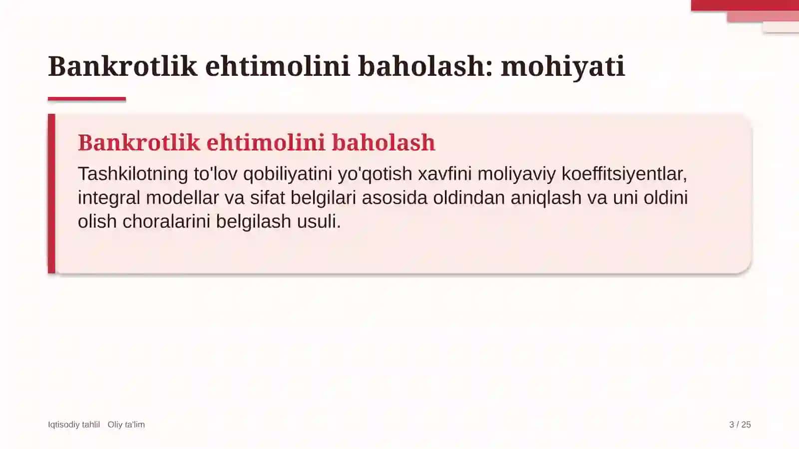 Tabiat yodgorliklarida bankrotlik ehtimolini baholash 3