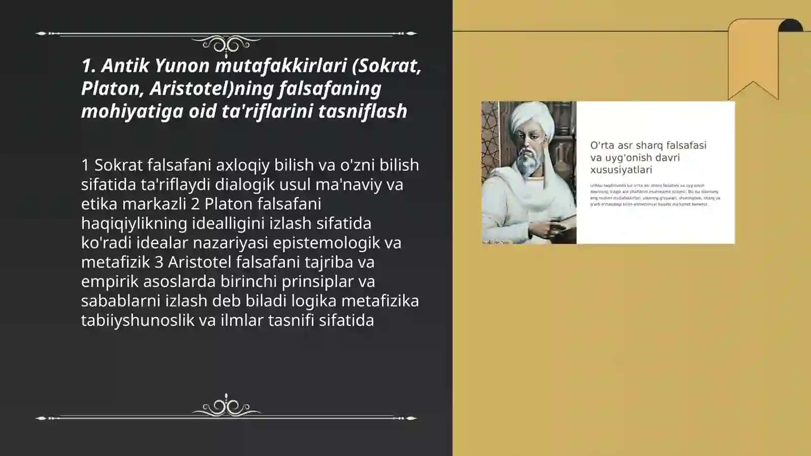 Falsafaning mohiyatiga oid Sharq va G'arb mutafakkirlari ta' riflarini tasniflash 3