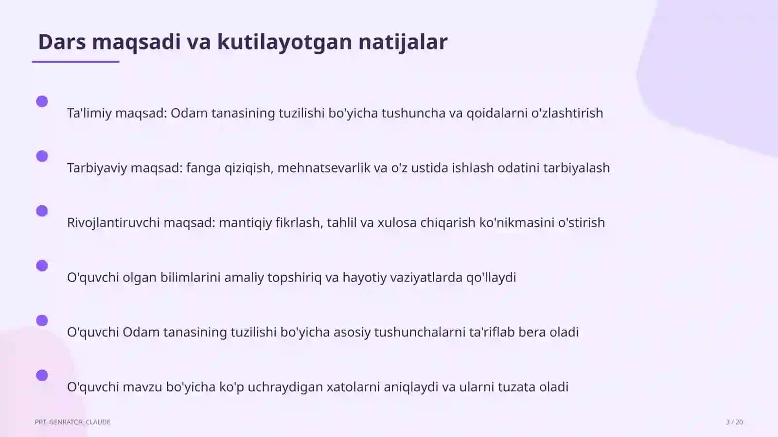 Odam tanasining tuzilishi (2-sinf) 3