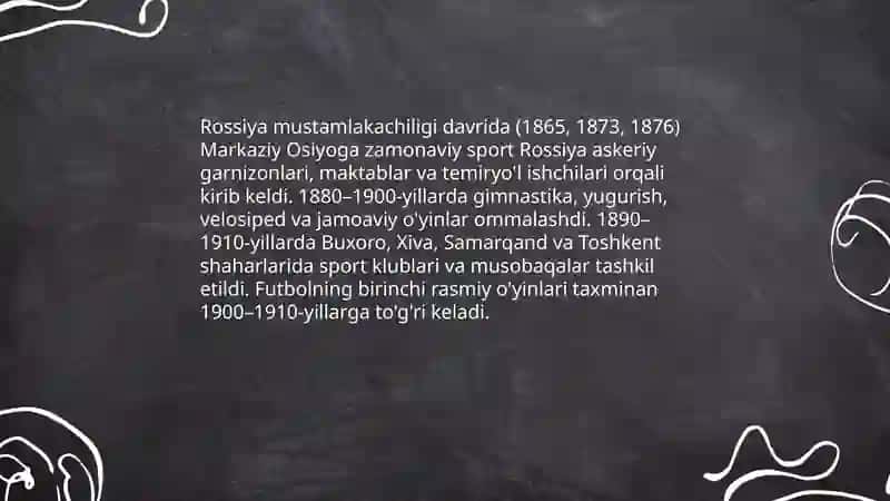Markaziy Osiyo va Ozbekistonda hozirgi zamon sportining kirib kelishi (19 asr oxiri va 20 asr boshlari) 3