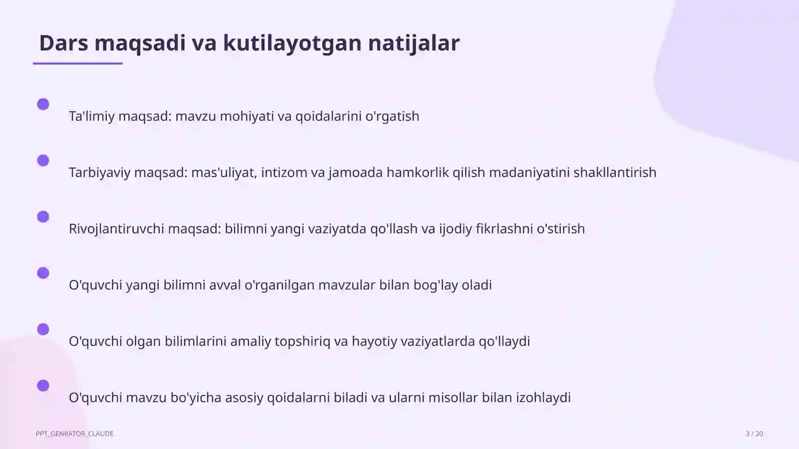 O'zbekiston Respublikasi Konstitutsiyasi: asosiy tamoyillar (9-sinf) 3