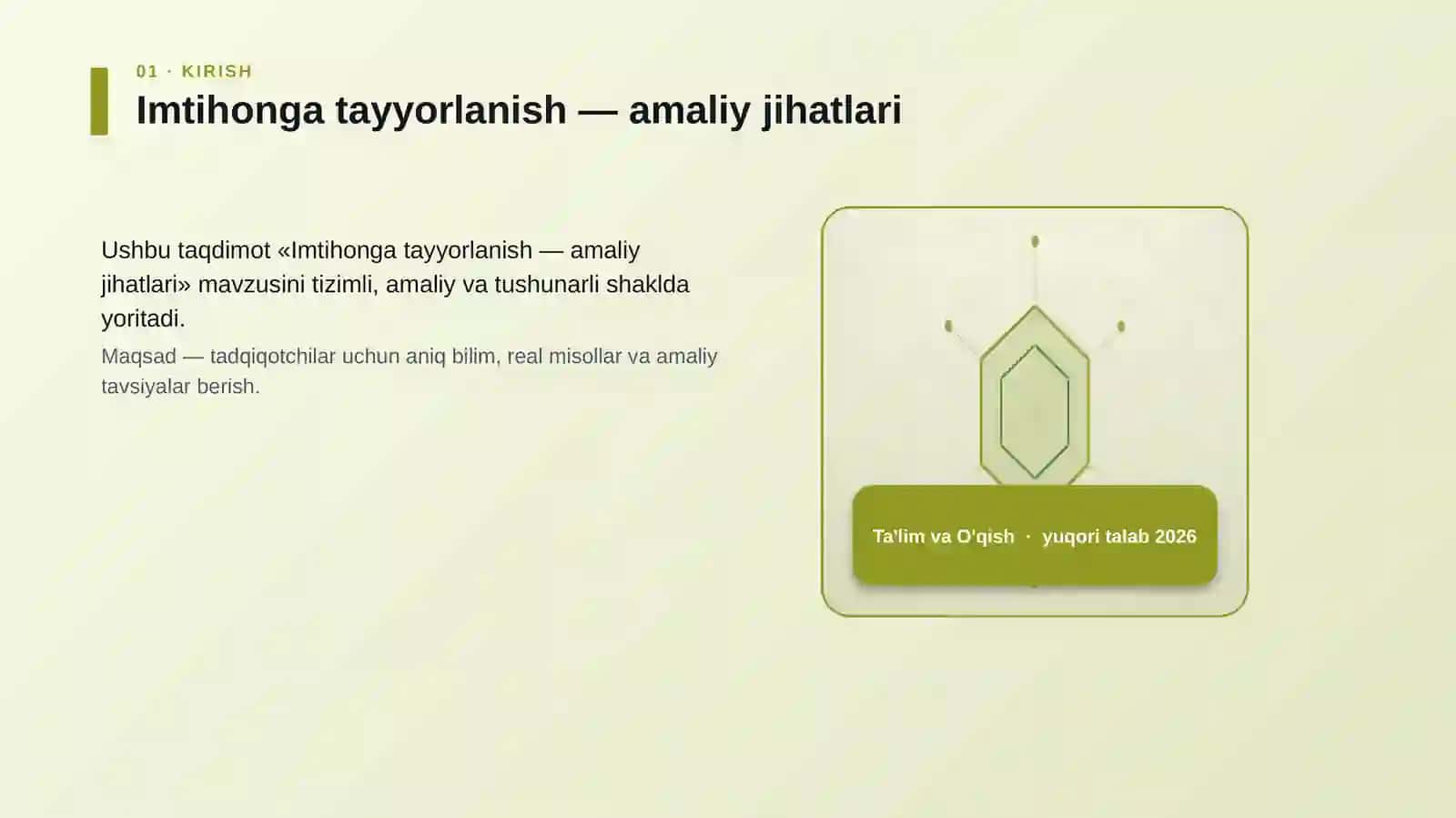 Imtihonga tayyorlanish — amaliy jihatlari 3